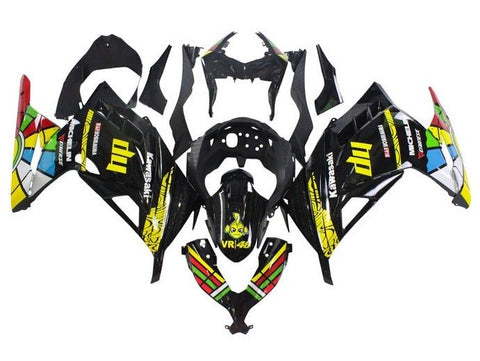 Kawasaki Ninja 300 Fairings (2013-2024) Black, Yellow HP at KingsMotorcycleFairings.com