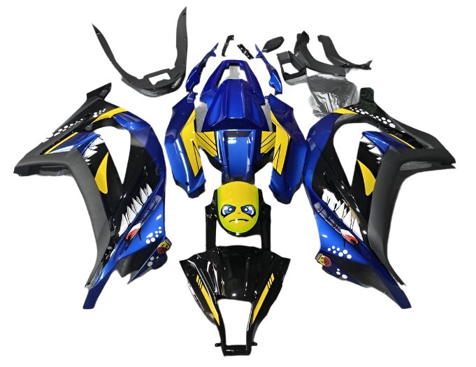 Kawasaki Ninja 300 Fairings (2013-2024) Blue, Black Shark from KingsMotorcycleFairings.com