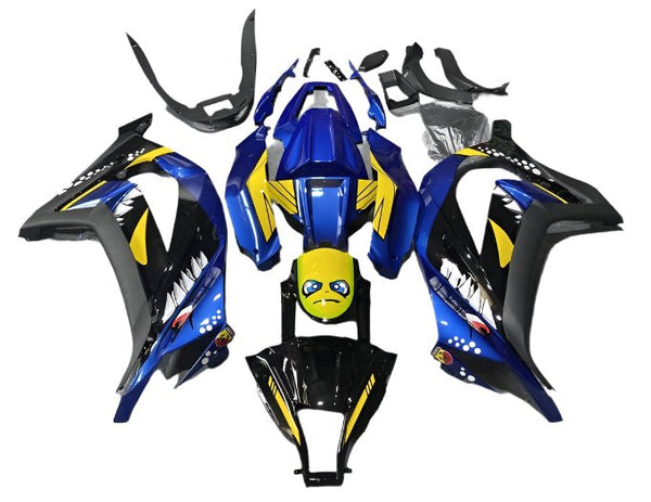Kawasaki Ninja 300 Fairings (2013-2024) Blue, Black Shark at KingsMotorcycleFairings.com
