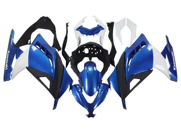 Kawasaki Ninja 300 Fairings (2013-2024) Blue, White, Black at KingsMotorcycleFairings.com