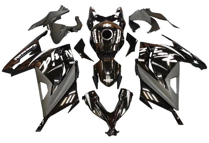 Kawasaki Ninja 300 Fairings (2013-2024) Black, White at KingsMotorcycleFairings.com