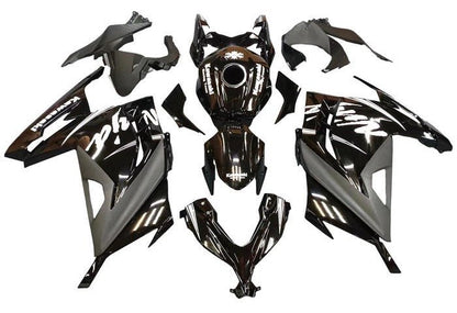 Kawasaki Ninja 300 Fairings (2013-2024) Black, White at KingsMotorcycleFairings.com