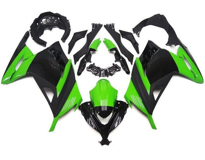 Kawasaki Ninja 300 Fairings (2013-2024) Gloss Green, Gloss Black at KingsMotorcycleFairings.com