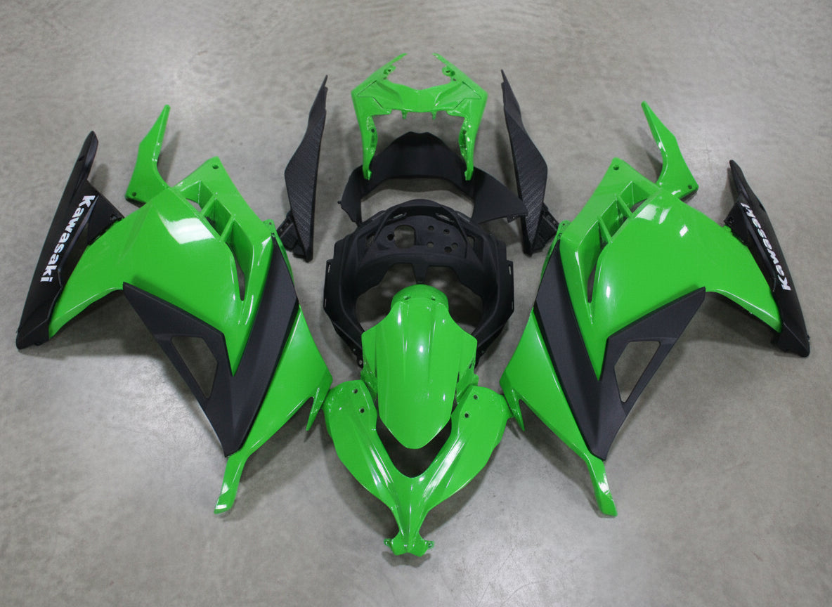 Kawasaki Ninja 300 Fairings (2013-2024) Gloss Green, Matte Black at KingsMotorcycleFairings.com
