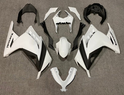 Kawasaki Ninja 300 Fairings (2013-2024) Gloss White, Black at KingsMotorcycleFairings.com