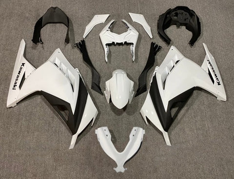 Kawasaki Ninja 300 Fairings (2013-2024) Gloss White, Black at KingsMotorcycleFairings.com
