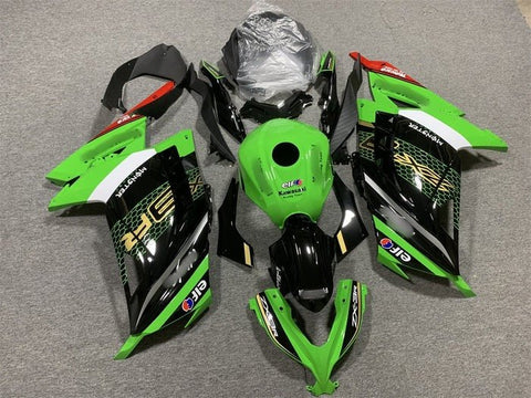 Kawasaki Ninja 300 Fairings (2013-2024) Green, Black, Gold Elf at KingsMotorcycleFairings.com