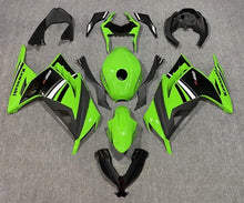 Kawasaki Ninja 300 Fairings (2013-2024) Green, Black, White Stripe from KingsMotorcycleFairings.com