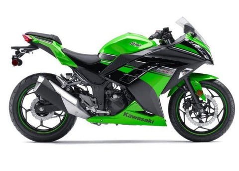 Kawasaki Ninja 300 Fairings (2013-2024) Green, Matte Black, White Stripe at KingsMotorcycleFairings.com