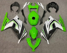 Kawasaki Ninja 300 Fairings (2013-2024) Green, White, Black Stripe at KingsMotorcycleFairings.com