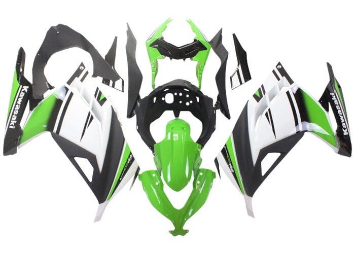Kawasaki Ninja 300 Fairings (2013-2024) Green, White, Black, Matte Black from KingsMotorcycleFairings.com