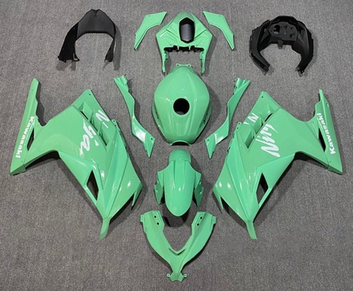 Kawasaki Ninja 300 Fairings (2013-2024) Light Green, White from KingsMotorcycleFairings.com