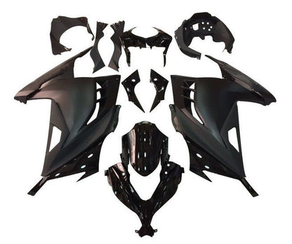 Kawasaki Ninja 300 Fairings (2013-2024) Matte Black, Gloss Black from KingsMotorcycleFairings.com
