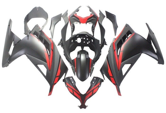 Kawasaki Ninja 300 Fairings (2013-2024) Matte Black, Matte Red from KingsMotorcycleFairings.com