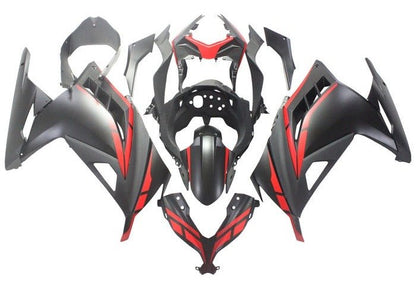 Kawasaki Ninja 300 Fairings (2013-2024) Matte Black, Matte Red from KingsMotorcycleFairings.com