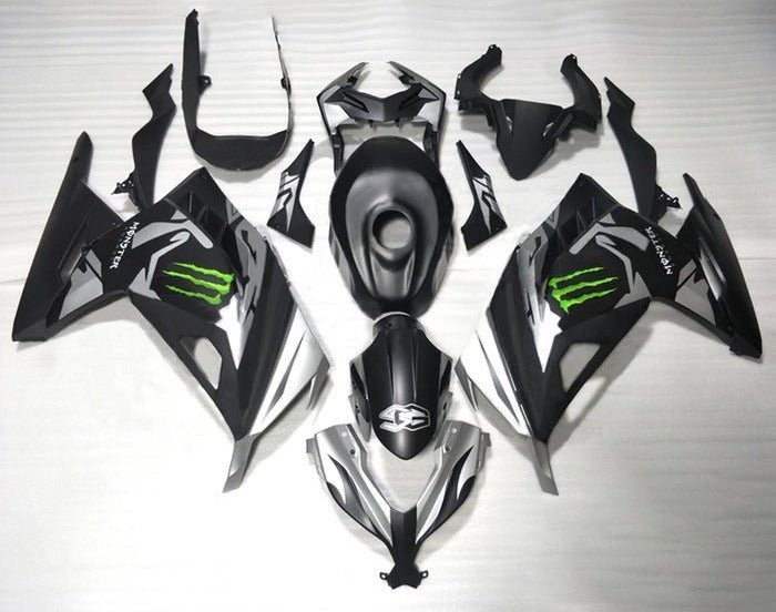 Kawasaki Ninja 300 Fairings (2013-2024) Matte Black, Silver, Monster from KingsMotorcycleFairings.com