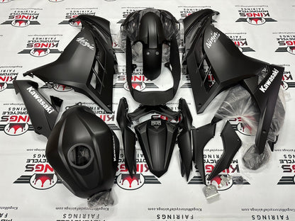 Kawasaki Ninja 300 Fairing set (2013-2024) Matte Black, White at KingsMotorcycleFairings.com
