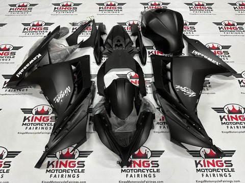 Kawasaki Ninja 300 Fairings (2013-2024) Matte Black, White at KingsMotorcycleFairings.com