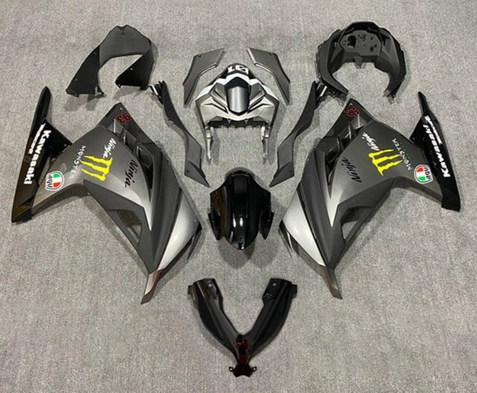 Kawasaki Ninja 300 Fairings (2013-2024) Matte Gray, Black, Yellow from KingsMotorcycleFairings.com