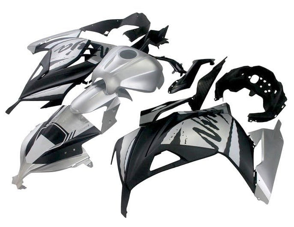 Kawasaki Ninja 300 Fairings (2013-2024) Matte Silver, Matte Black at KingsMotorcycleFairings.com