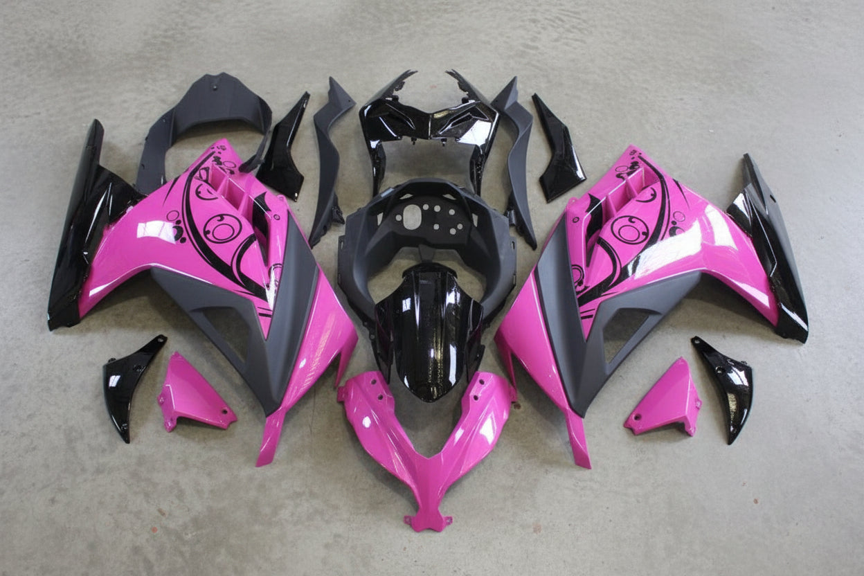 Kawasaki Ninja 300 Fairings (2013-2024) Pink, Black Circles from KingsMotorcycleFairings.com