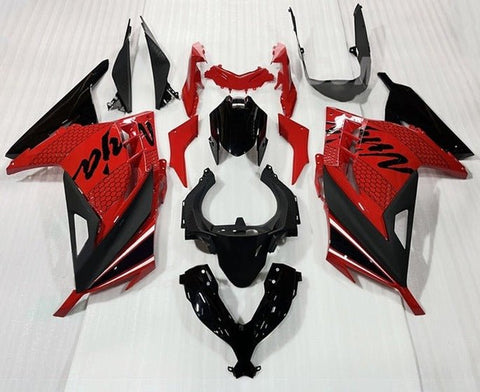 Kawasaki Ninja 300 Fairings (2013-2024) Red, Black, White Stripe at KingsMotorcycleFairings.com