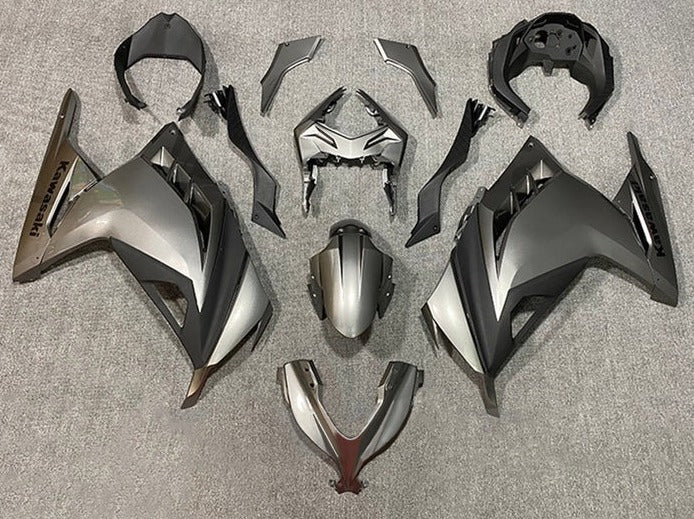 Kawasaki Ninja 300 Fairings (2013-2024) Silver, Matte Black from KingsMotorcycleFairings.com