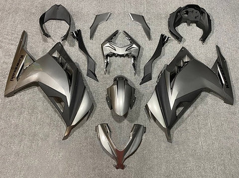 Kawasaki Ninja 300 Fairings (2013-2024) Silver, Matte Black at KingsMotorcycleFairings.com