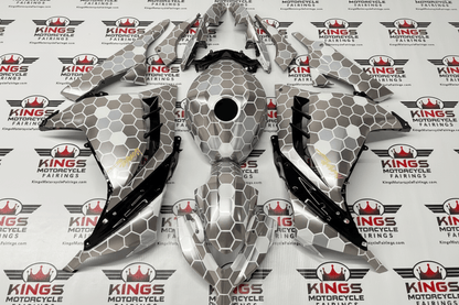 Kawasaki Ninja 300 Fairings (2013-2024) Silver, White, Gray, Gold Honeycomb at KingsMotorcycleFairings.com