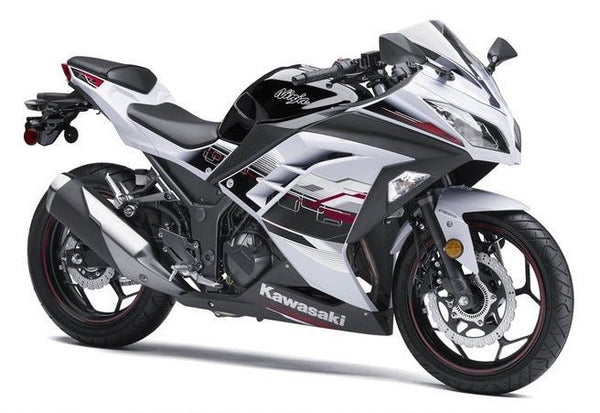 Kawasaki Ninja 300 Fairings (2013-2024) White, Black, Red Accents at KingsMotorcycleFairings.com