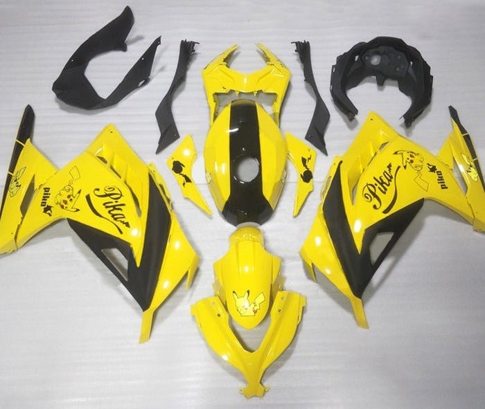 Kawasaki Ninja 300 Fairings (2013-2024) Yellow, Black, Pikachu from KingsMotorcycleFairings.com