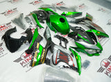 Kawasaki Ninja 400 Fairing Kit (2018-2023) Green, Silver, Faux Carbon Fiber Shark at KingsMotorcycleFairings.com