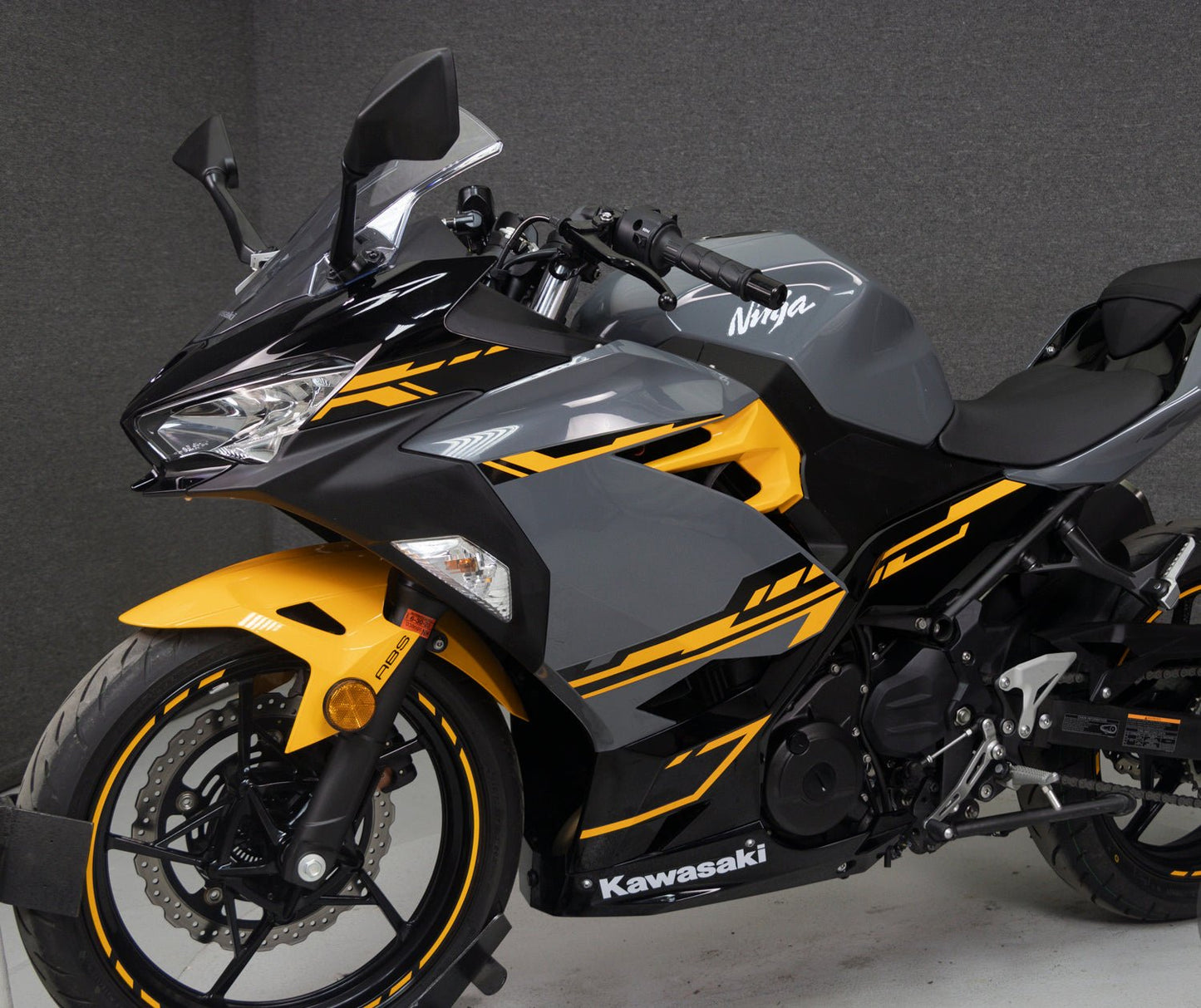 Kawasaki Ninja 400 Fairing Pieces (2018-2023) Nardo Gray, Yellow, Black at KingsMotorcycleFairings.com