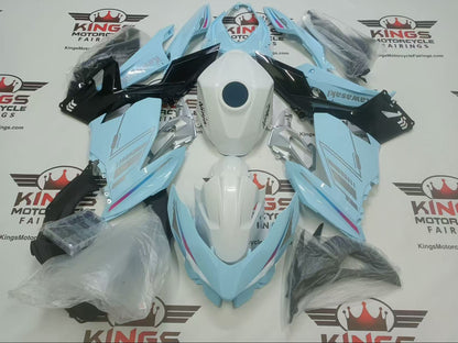 Kawasaki Ninja 400 Fairings (2018-2023) Baby Blue, White at KingsMotorcycleFairings.com