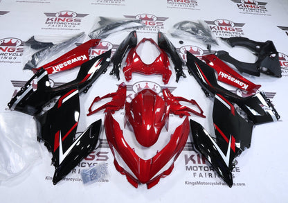 Kawasaki Ninja 400 Fairings (2018-2023) Black, Candy Red at KingsMotorcycleFairings.com