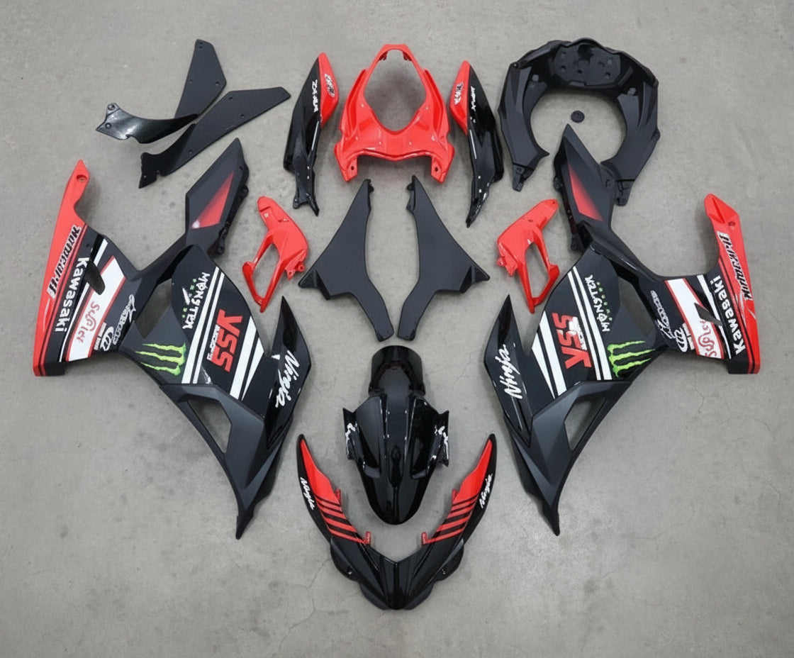 Kawasaki Ninja 400 Fairing kit (2018-2023) Black, Red, White Stripe at KingsMotorcycleFairings.com