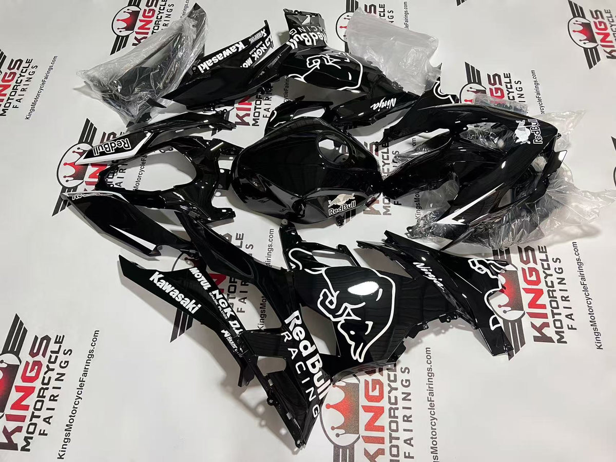 Kawasaki Ninja 400 Fairings (2018-2023) Black, White RedBull at KingsMotorcycleFairings.com