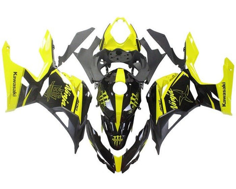 Kawasaki Ninja 400 Fairings (2018-2023) Black, Yellow at KingsMotorcycleFairings.com