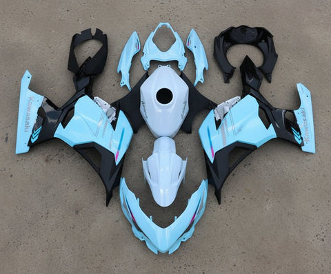 Kawasaki Ninja 400 Fairings (2018-2023) Blue, White, Black at KingsMotorcycleFairings.com