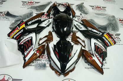 Kawasaki Ninja 400 Fairings (2018-2023) Brown, Black, White, Red Shark at KingsMotorcycleFairings.com