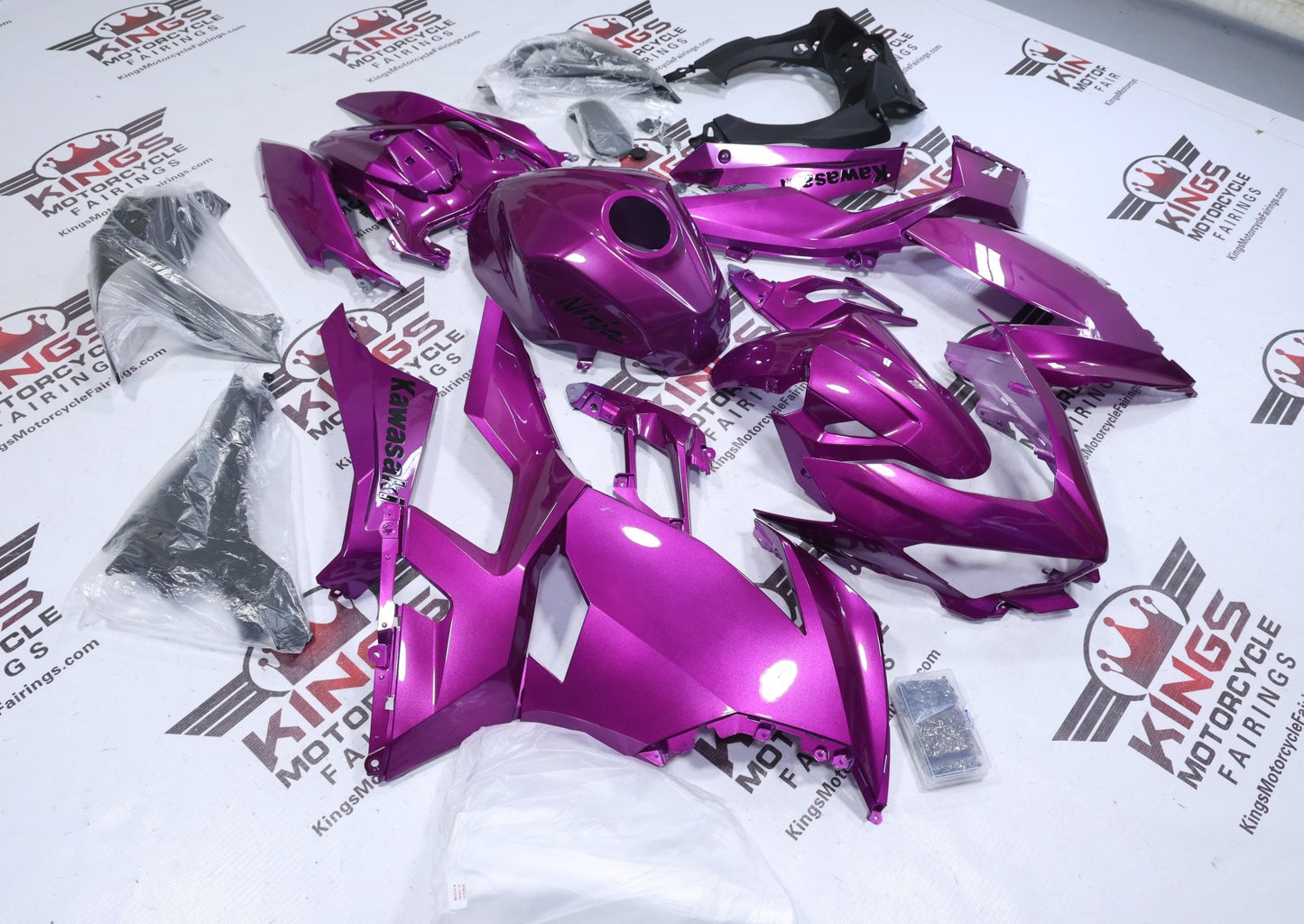 Kawasaki Ninja 400 Fairings (2018-2023) Candy Pink from KingsMotorcycleFairings.com