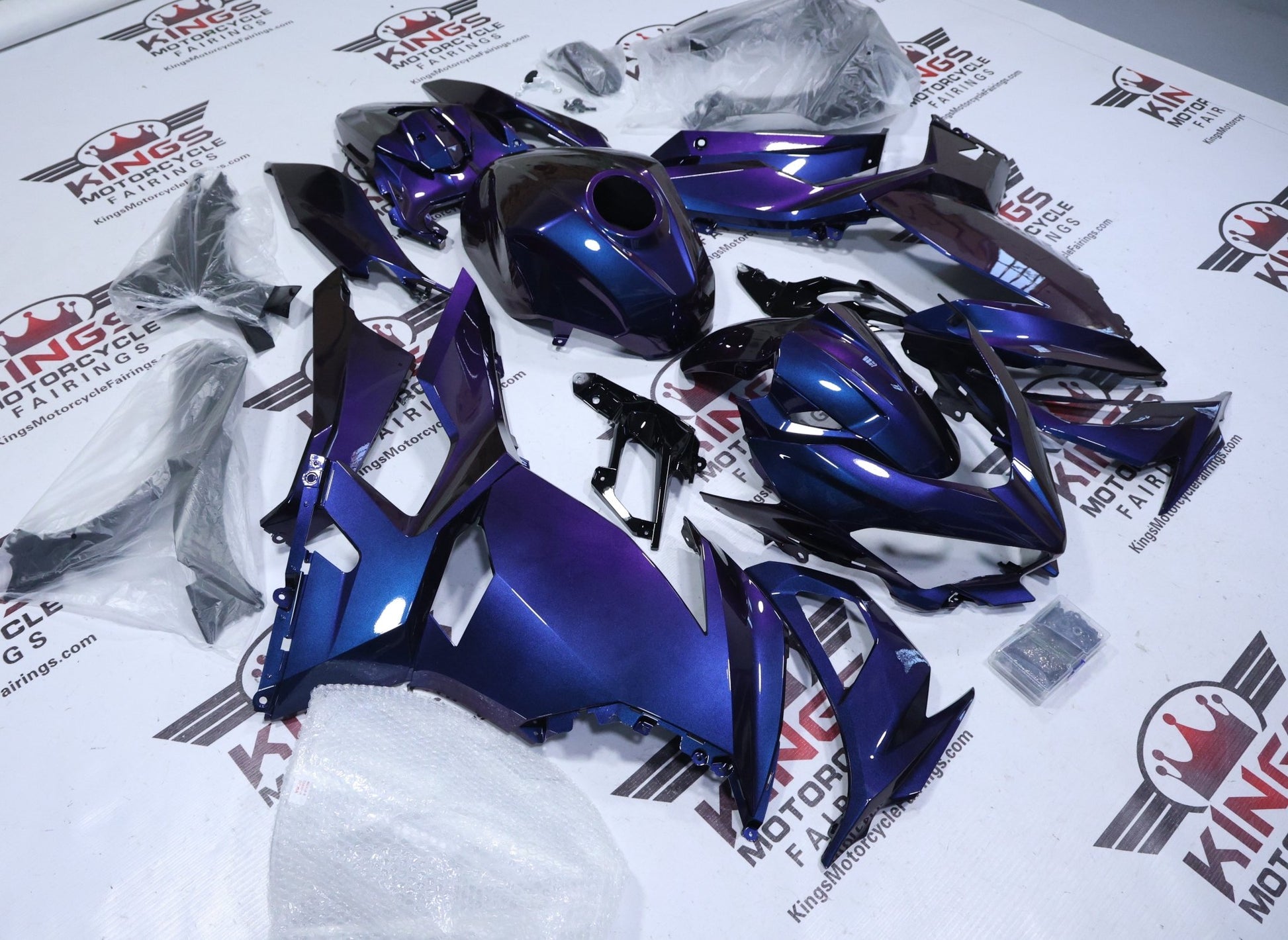 Kawasaki Ninja 400 Fairings (2018-2023) Dark Blue, Purple Chameleon from KingsMotorcycleFairings.com