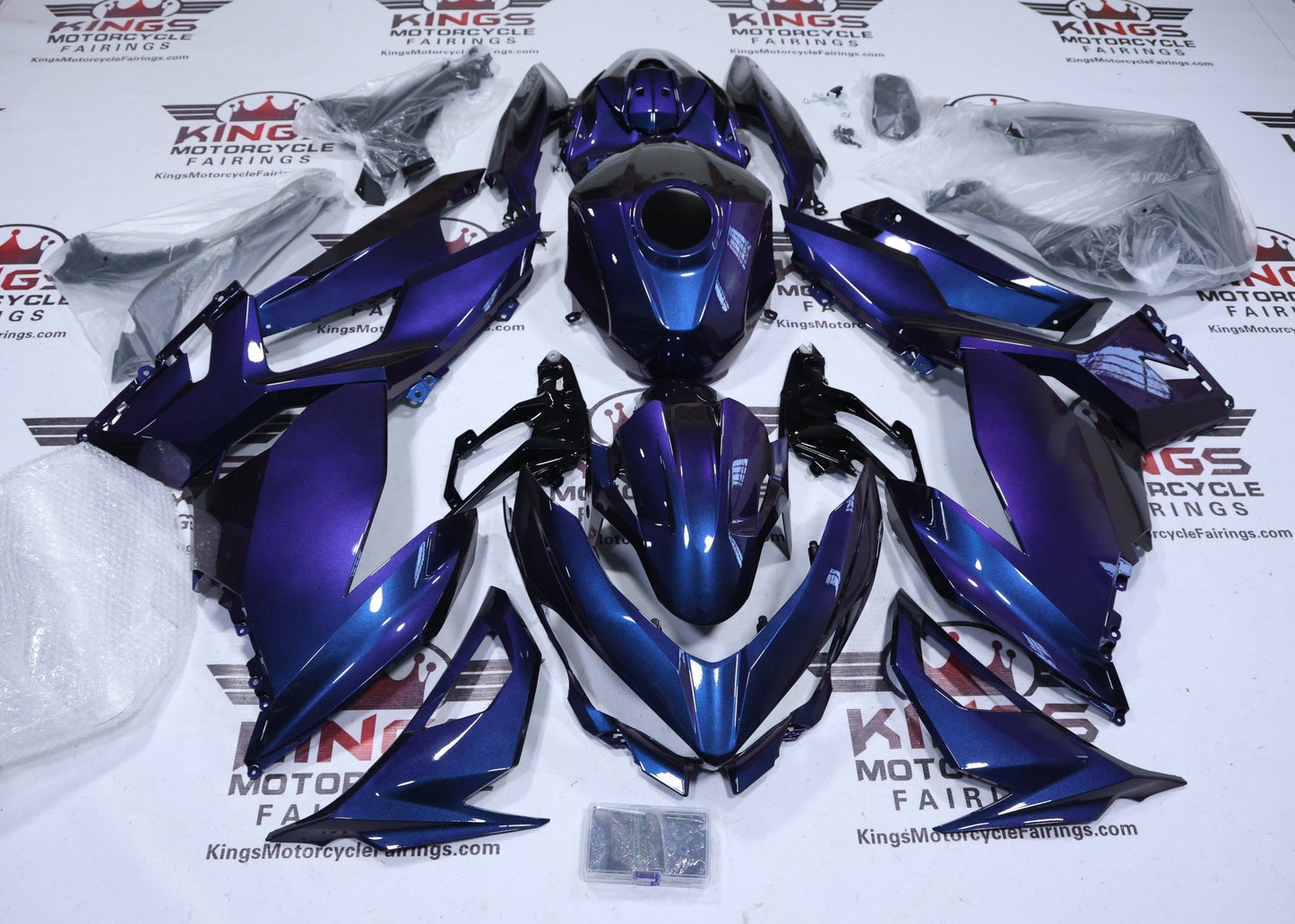 Kawasaki Ninja 400 Fairings (2018-2023) Dark Blue, Purple Chameleon at KingsMotorcycleFairings.com