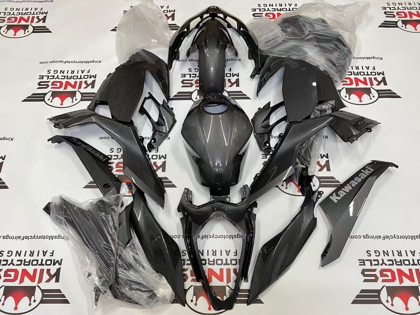 Kawasaki Ninja 400 Fairings (2018-2023) Faux Carbon Fiber, Silver from KingsMotorcycleFairings.com