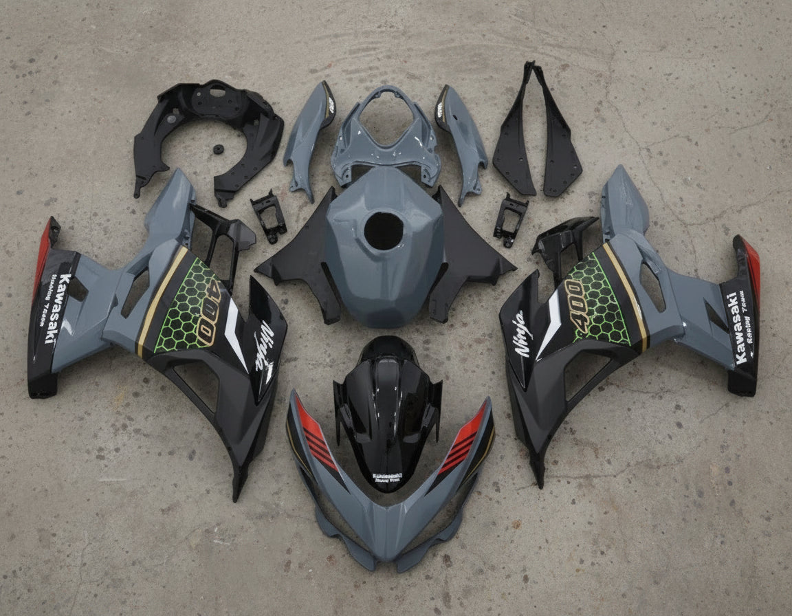 Kawasaki Ninja 400 Fairing kit (2018-2023) Gray, Black, Green, Gold at KingsMotorcycleFairings.com