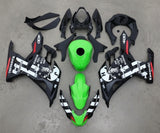 Kawasaki Ninja 400 Fairing set (2018-2023) Green, Black, White Skull at KingsMotorcycleFairings.com