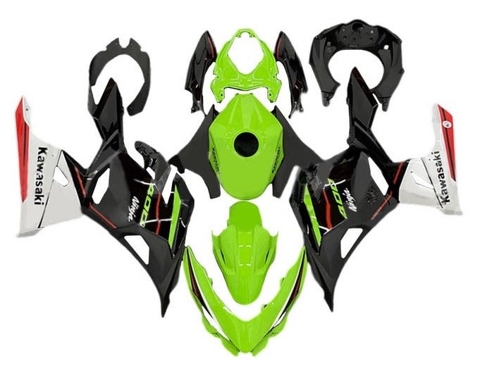 Kawasaki Ninja 400 Fairings (2018-2023) Green, Black, White, Red at KingsMotorcycleFairings.com