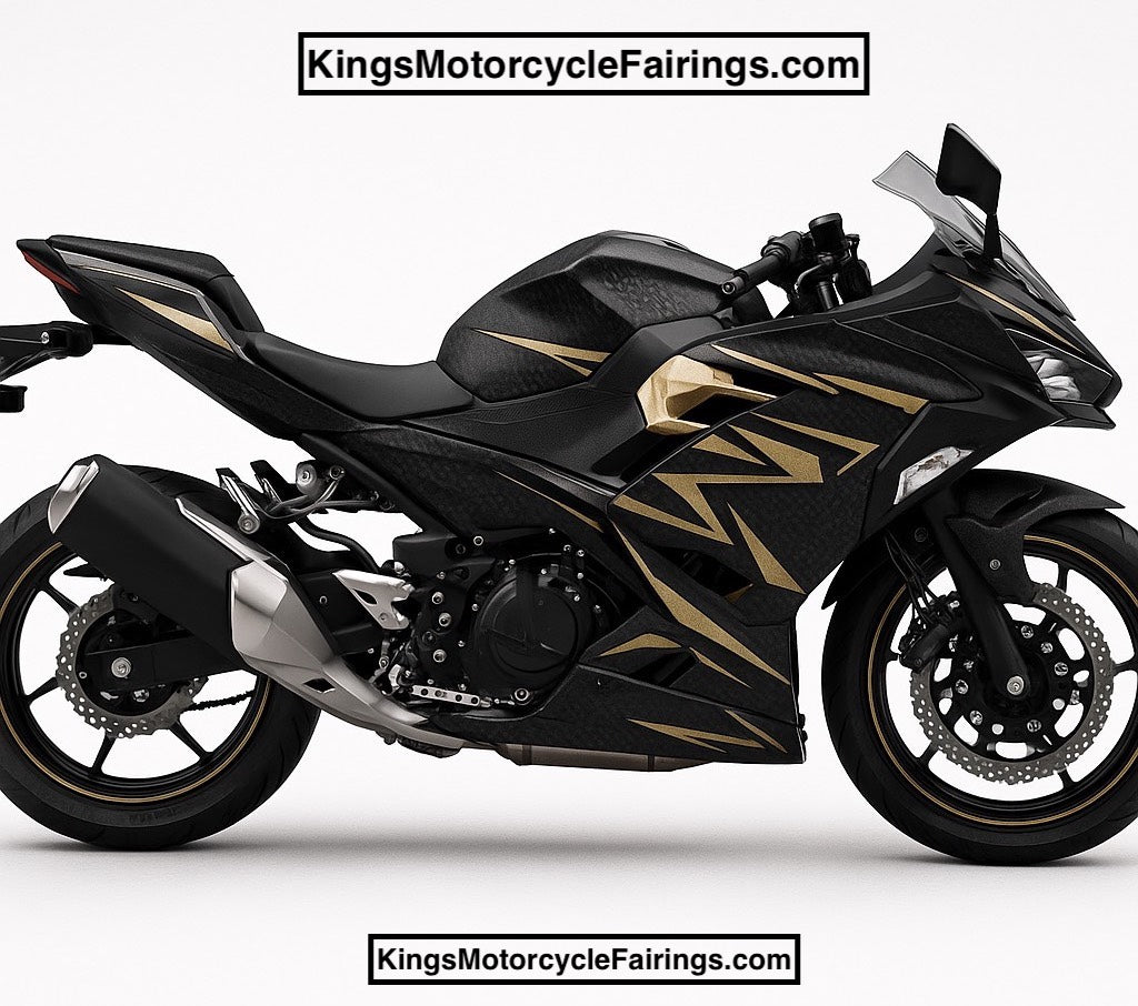 Kawasaki Ninja 400 Fairings (2018-2023) Matte Carbon Fiber, Matte Gold at KingsMotorcycleFairings.com
