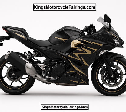Kawasaki Ninja 400 Fairings (2018-2023) Matte Carbon Fiber, Matte Gold at KingsMotorcycleFairings.com