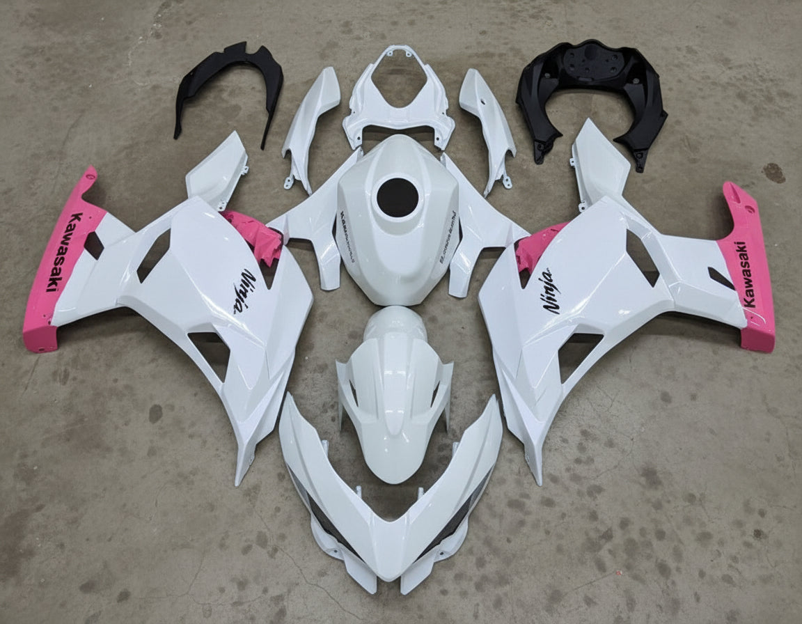 Kawasaki Ninja 400 Fairing kit (2018-2023) Pearl White, Pink at KingsMotorcycleFairings.com